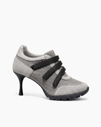 (Pre-sale) Breathable Mesh Triple-Strap Sneaker Heels