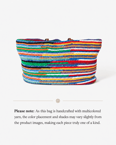 Summer Multicolor Striped Crochet Shoulder Tote Bag