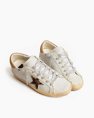 Leopard Print Star Nappa Leather Sneakers