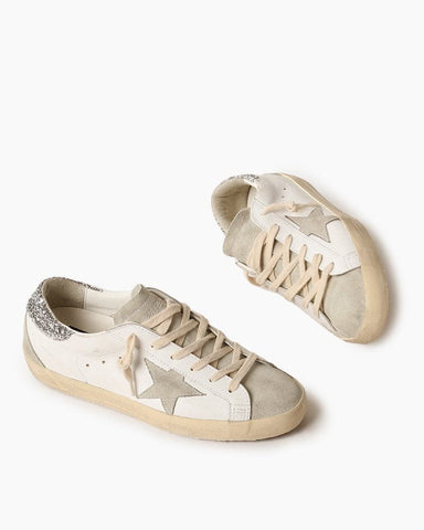 (Clean Up) White Nappa Leather Gray Star Sneakers