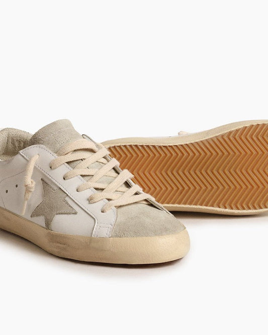 (Clean Up) White Nappa Leather Gray Star Sneakers