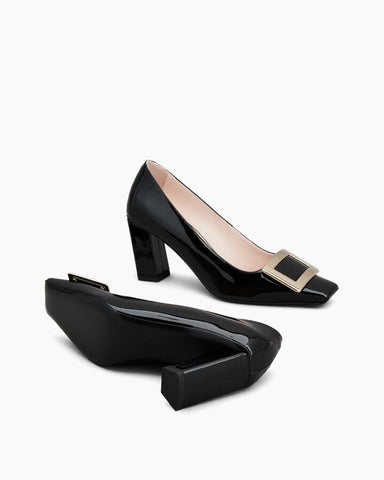 Versatile Elegant Square Toe Chunky Heel Shoes