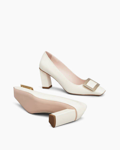 Versatile Elegant Square Toe Chunky Heel Shoes