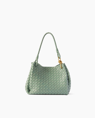Woven Leather Tote Shoulder Bag