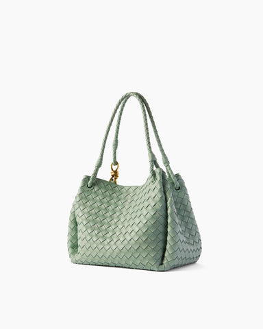 Woven Leather Tote Shoulder Bag