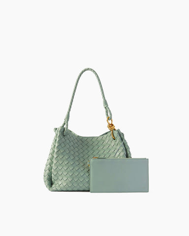 Woven Leather Tote Shoulder Bag