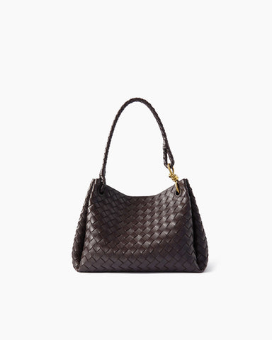 Woven Leather Tote Shoulder Bag