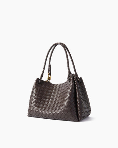 Woven Leather Tote Shoulder Bag