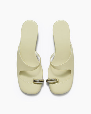 Cutout Vamp Leather Wedge Sculpted Heel Mules