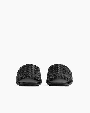 Gold Knot Heel Mules Woven Kitten Heel Pumps