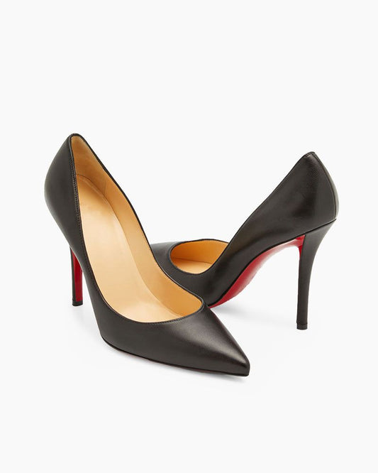 Apostrophy Leather Pointed Red-Sole Pumps