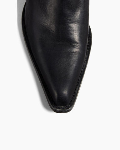Mid-Calf Ruched Burnished Leather Clive Boots