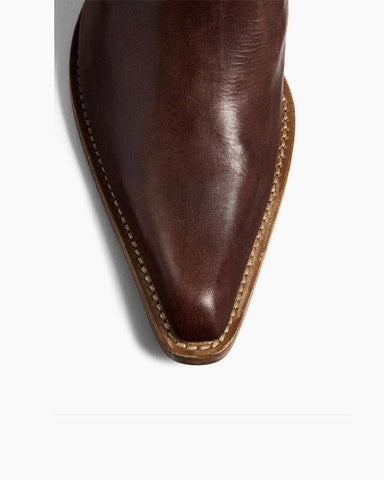 Mid-Calf Ruched Burnished Leather Clive Boots