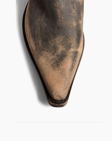 Mid-Calf Ruched Burnished Leather Clive Boots