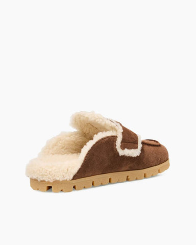 Suede Shearling Cozy Loafer Mules