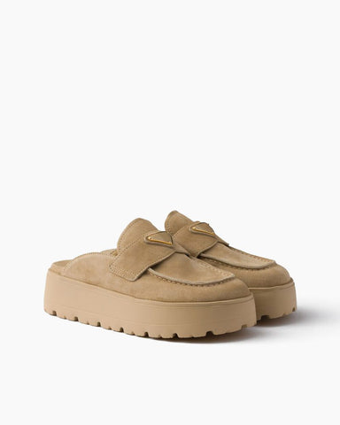 Suede flatform mules