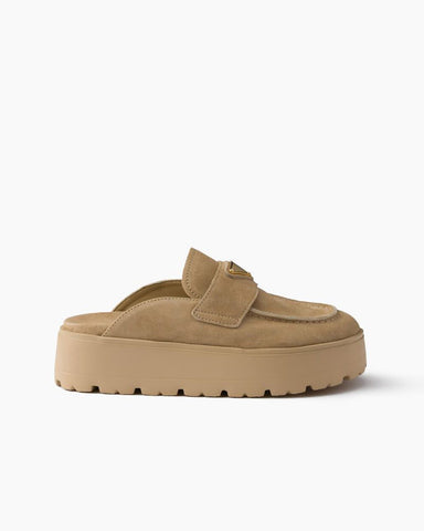 Suede flatform mules