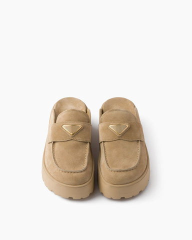Suede flatform mules