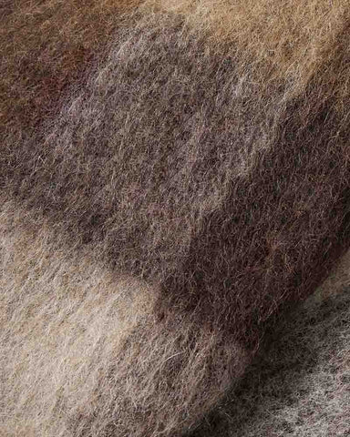 Fringed Checked Knitted Wool Scarf