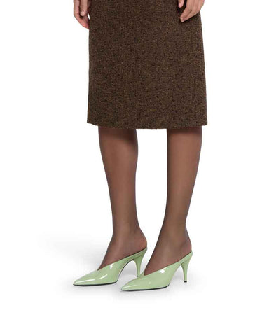 Sleek 90s Style Heeled Sabots Glossy Finish