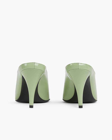 Sleek 90s Style Heeled Sabots Glossy Finish