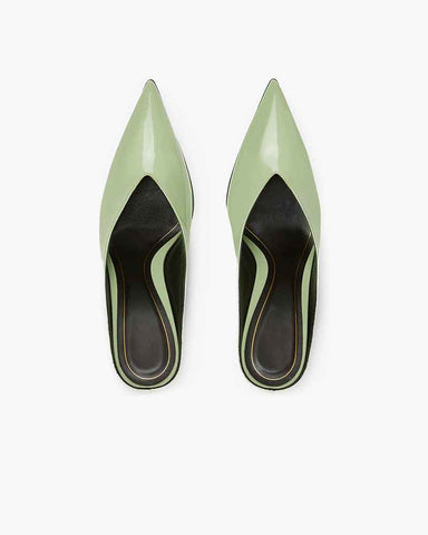 Sleek 90s Style Heeled Sabots Glossy Finish