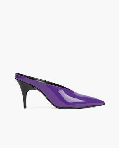 Sleek 90s Style Heeled Sabots Glossy Finish