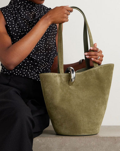 Medium Embellished Suede Bucket Bag