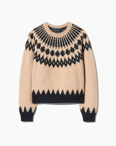 Round Neck Wool Blend Jumper Fair Isle