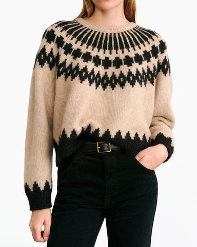 Round Neck Wool Blend Jumper Fair Isle