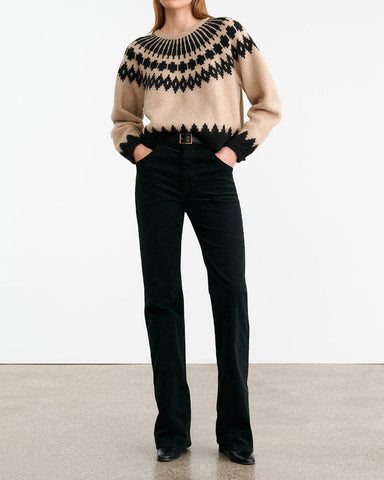 Round Neck Wool Blend Jumper Fair Isle