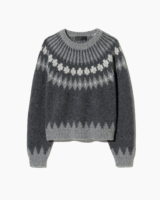 Round Neck Wool Blend Jumper Fair Isle