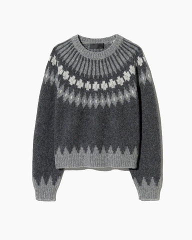Round Neck Wool Blend Jumper Fair Isle