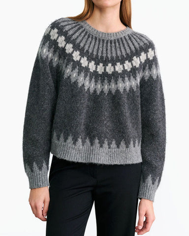 Round Neck Wool Blend Jumper Fair Isle