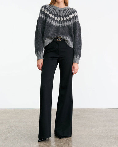 Round Neck Wool Blend Jumper Fair Isle