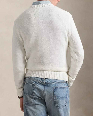 Navy Crewneck Sweater Flag Bear Graphic