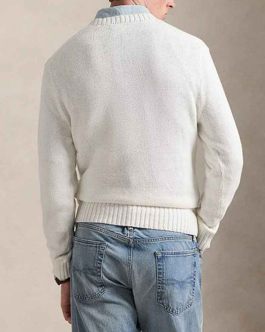 Navy Crewneck Sweater Flag Bear Graphic