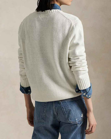 Navy Crewneck Sweater Flag Bear Graphic