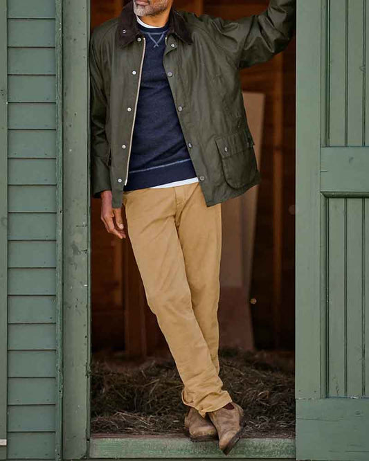 Men's Waxed Cotton Field Jacket Corduroy Collar