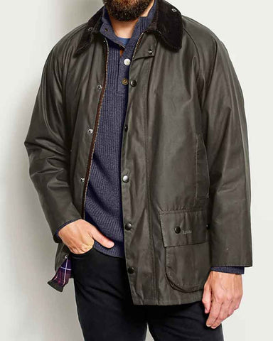 Men's Waxed Cotton Field Jacket Corduroy Collar