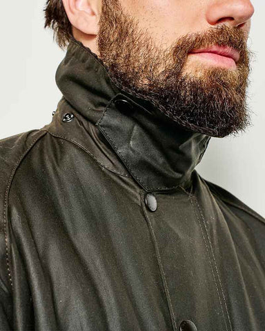 Men's Waxed Cotton Field Jacket Corduroy Collar