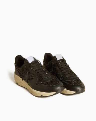Women’s Black Glitter Running Sole Sneakers