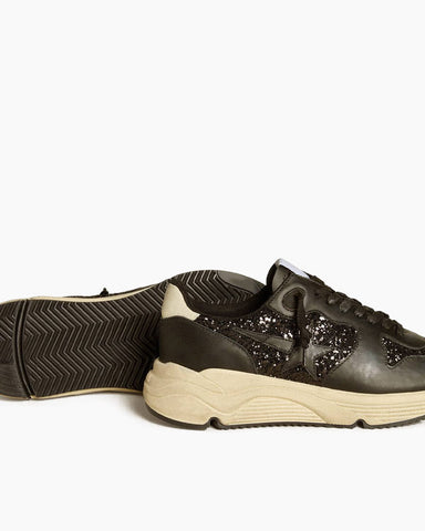 Women’s Black Glitter Running Sole Sneakers
