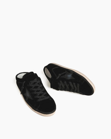 (Pre-sale)Women’s Velvet Sabot Sneakers with Leather Star Detail
