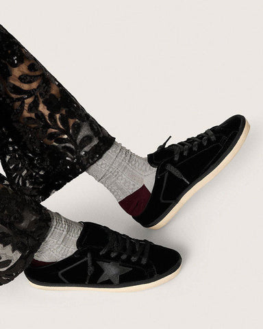 (Pre-sale)Women’s Velvet Sabot Sneakers with Leather Star Detail