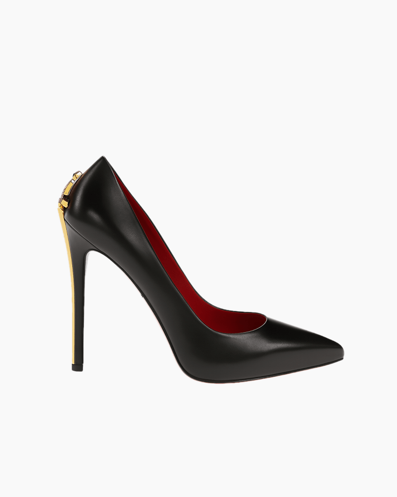 evening-gala-black-leather-pointed-pump-gold-sculptural-heel