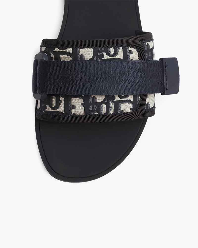 Luxury Resort Shiny Technical Slide Monogram Pattern