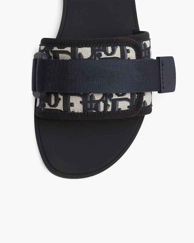 Luxury Resort Shiny Technical Slide Monogram Pattern