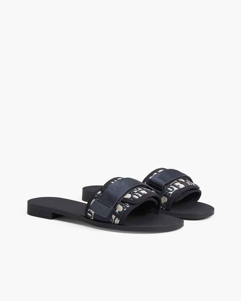 Luxury Resort Shiny Technical Slide Monogram Pattern