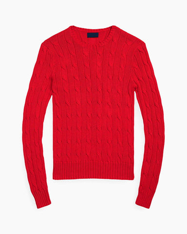 Women's Preppy Classic Cable-Knit Cotton Sweater